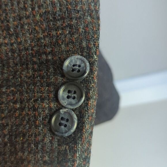 Men's VTG Imperial by Haggar Dark Grey Tweed Sports Coat 44" Wool 2 button - Picture 5 of 11